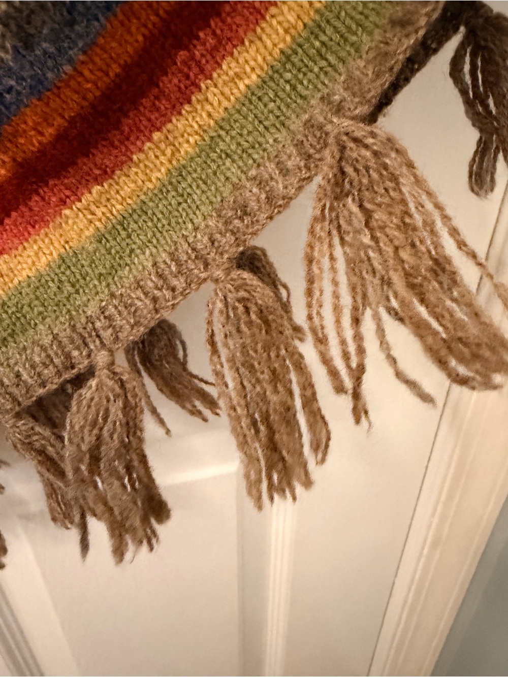 Lauren Ralph Lauren Wool Southwestern RARE Chevron Stripe Fringe Skirt Large - Picture 5 of 11